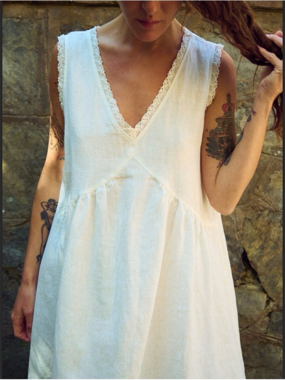 Linenfox White Lace Midi Dress – Ona